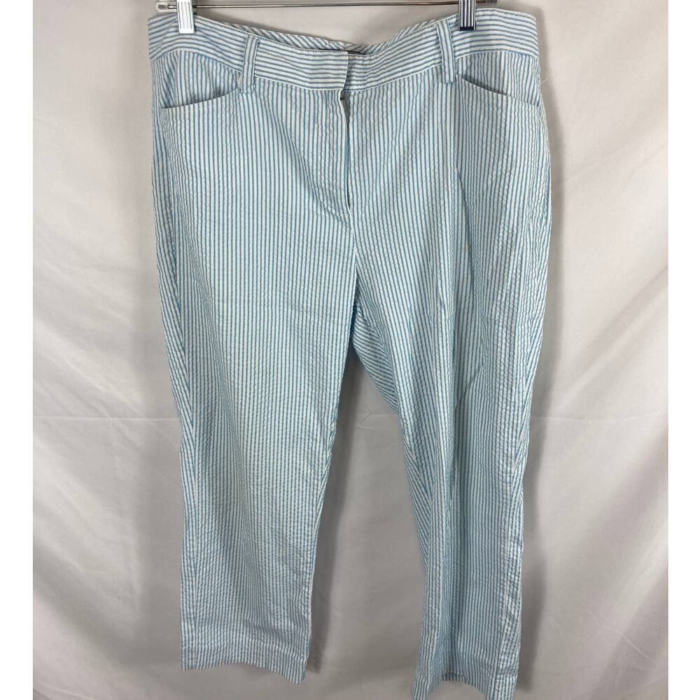 Lands End Blue And White Mid Rise Slim Leg Pant size 14P